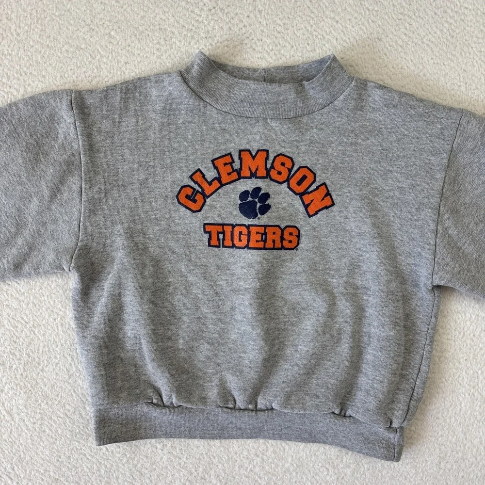 VINTAGE CLEMSON TIGERS Childrens Sweatshirt XL (6-7) Gray‎ Youth Boys Girls LS